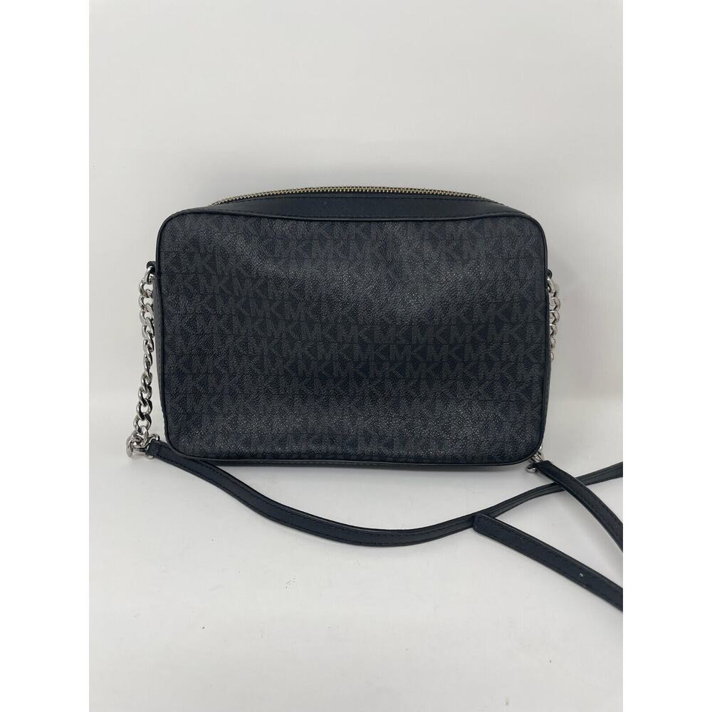 Michael Kors Jet Set Large East West Crossbody Bag Black Logo‎ Saffiano - Picture 2 of 8